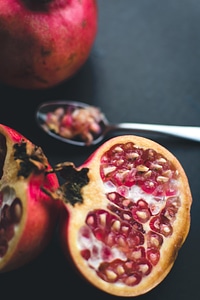 Pomegranate cut in half photo