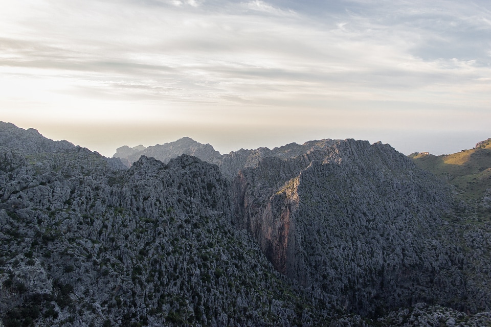 Sunset cliff panoramic photo