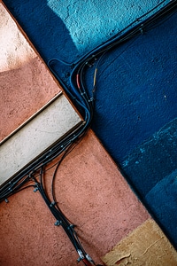 Colorful Wall with Wires photo