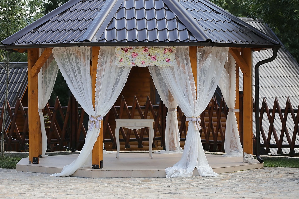 Empty wedding venue patio
