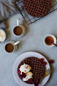 Chocolate Waffles and Coffee photo