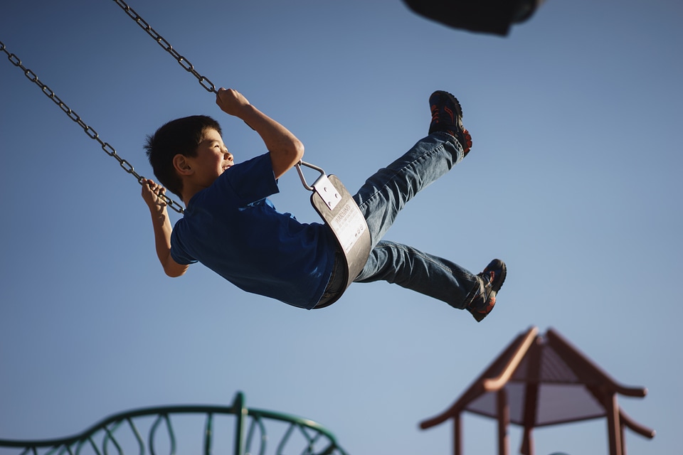 Boy Having Fun on a Swing photo