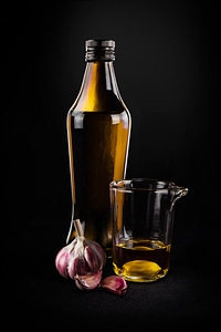Olive oil with garlic photo