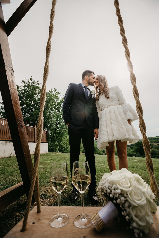 Swing countryside couple photo