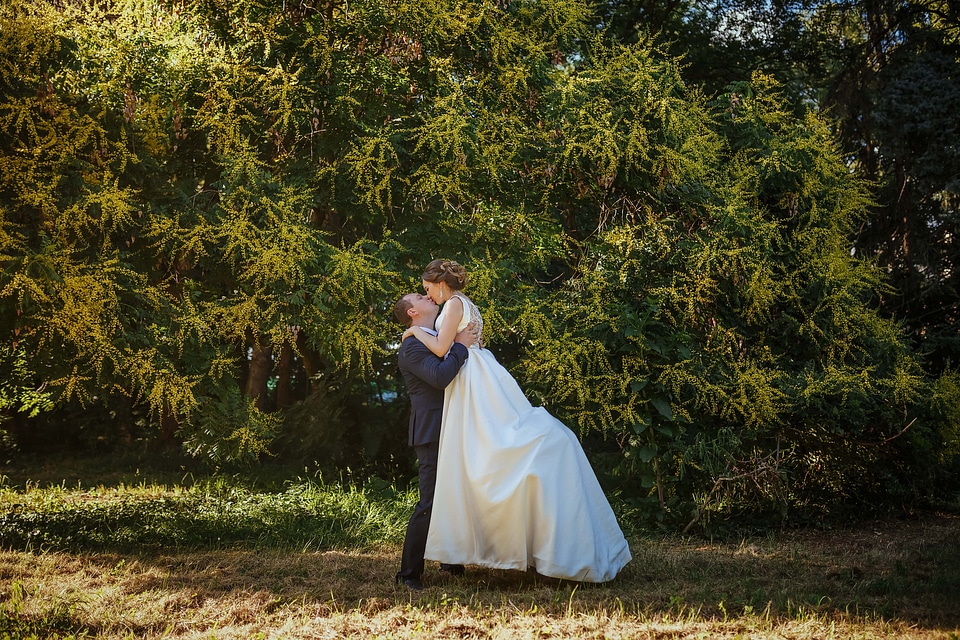 Exhilaration bride kiss