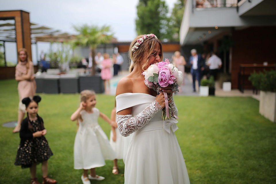 Crying happiness bride