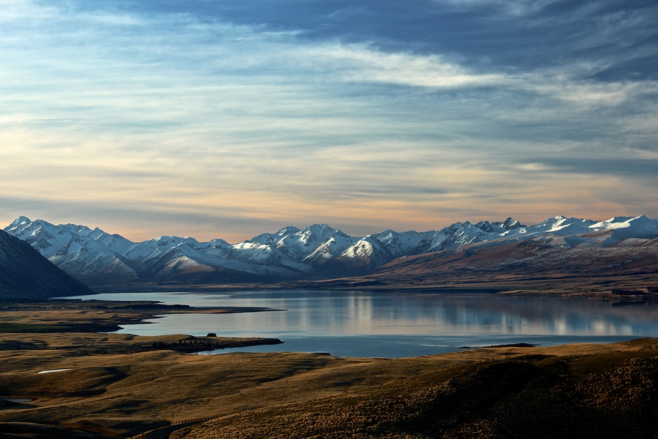 Panorama view of Tekapo Lake, New Zealand photo