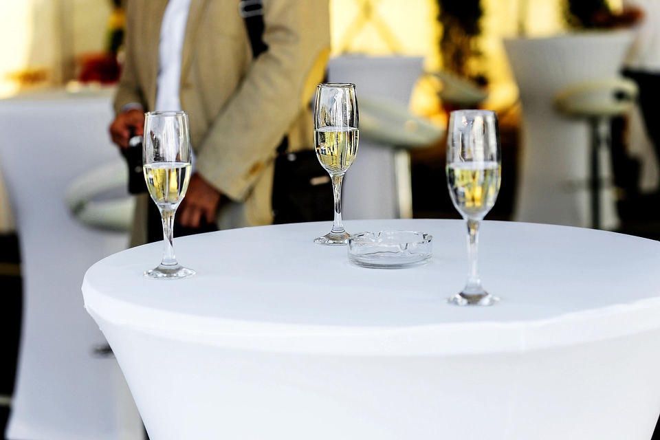 Tablecloth table white wine