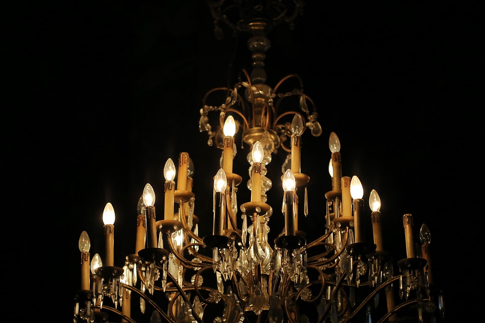 Crystal chandelier orange yellow