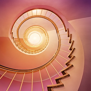 Spiral Staircase with Pink Walls photo