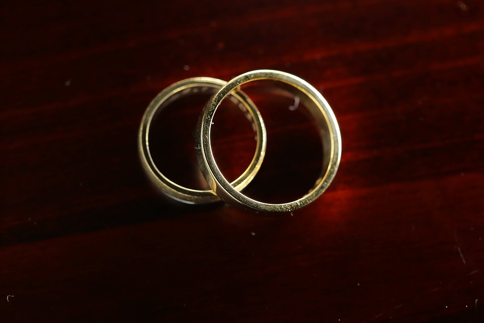 Gold wedding ring pair