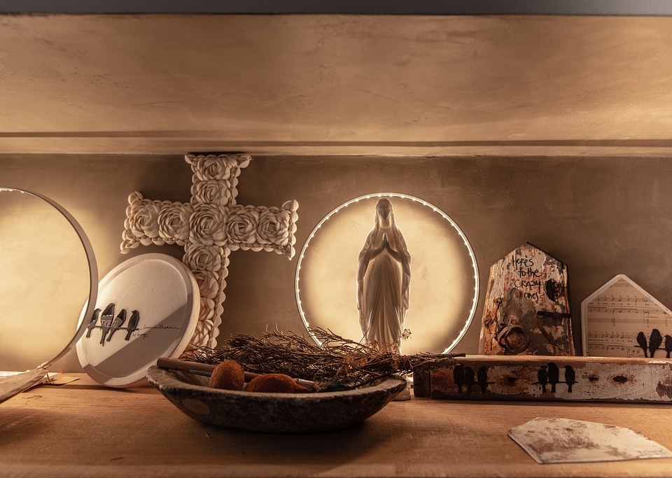 Shelf with Devotional Articles