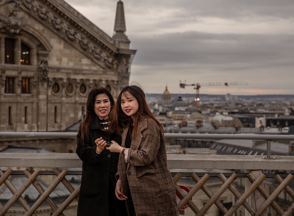 Tourist on the Roof of the Galeries Lafayette