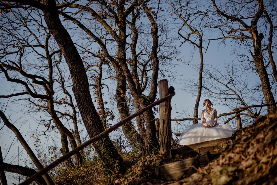 Bride alone hilltop