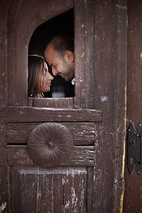 Man woman front door