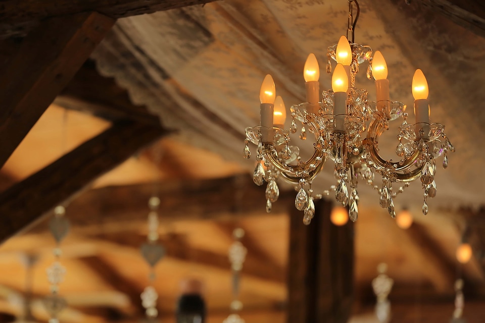 Chandelier lights orange yellow