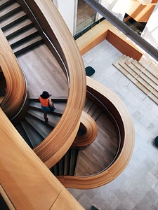 Curly Wooden Stairs Interior Design