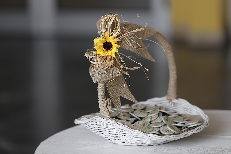 Sunflower decoration wicker basket