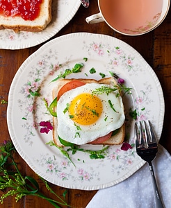 Delicious Breakfast Toast with Fried Egg photo