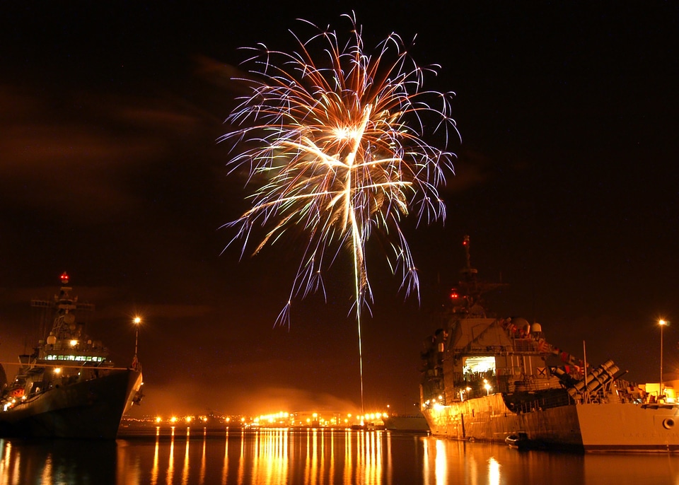 Evening fireworks colorful