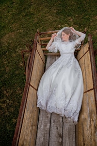 Bride laying happiness photo