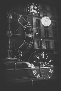 Clocks Shop Exposition Window Reflecting the Streets photo