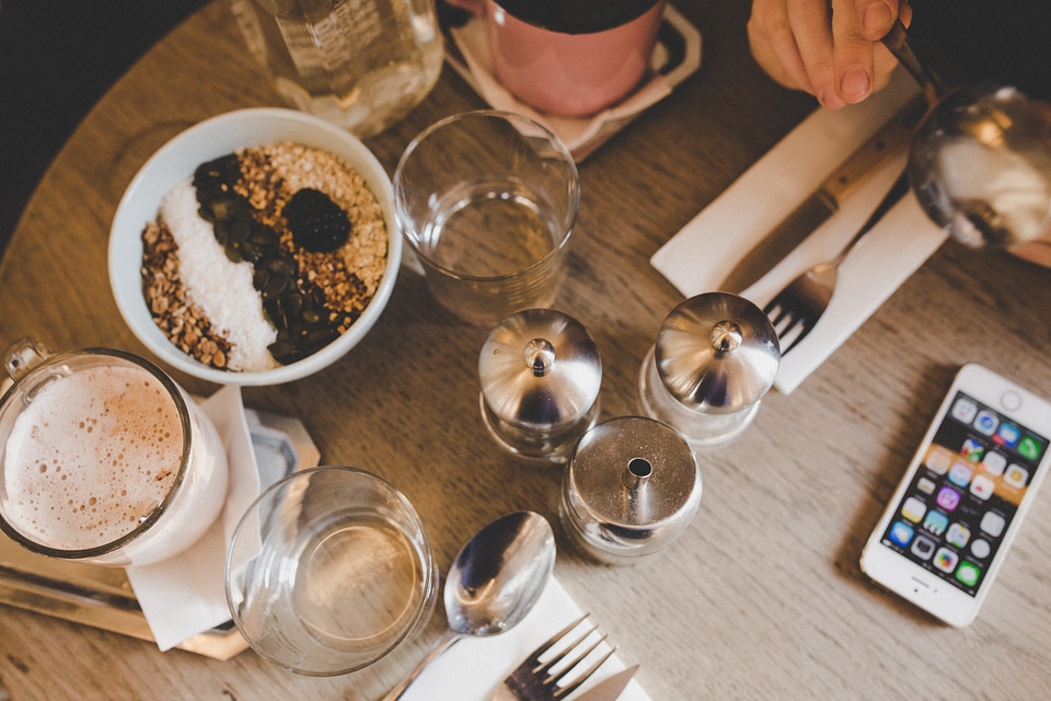 Healthy Breakfast on a Wooden Table photo