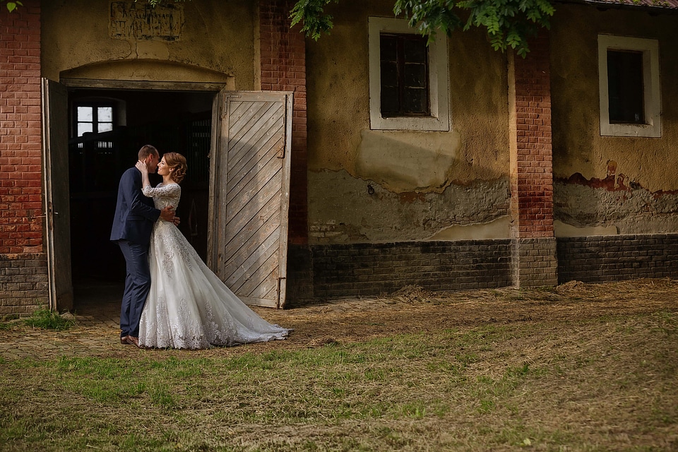 Farmland bride groom