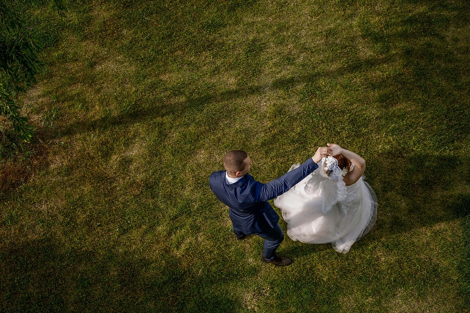 Dancing bride groom