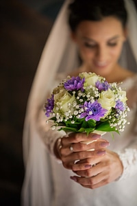 Wedding Bouquet close-up hands