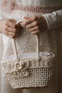 Pearl wedding dress handbag photo