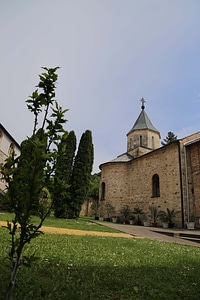 Medieval monastery backyard photo