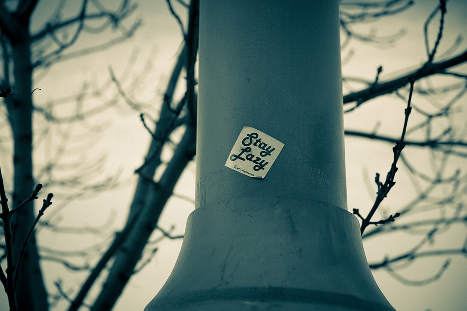 Stay Lazy Sticker on the Pole