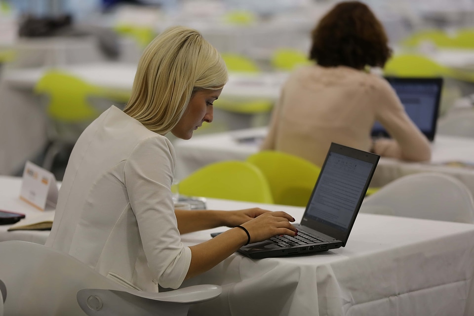 Businesswoman laptop computer employee