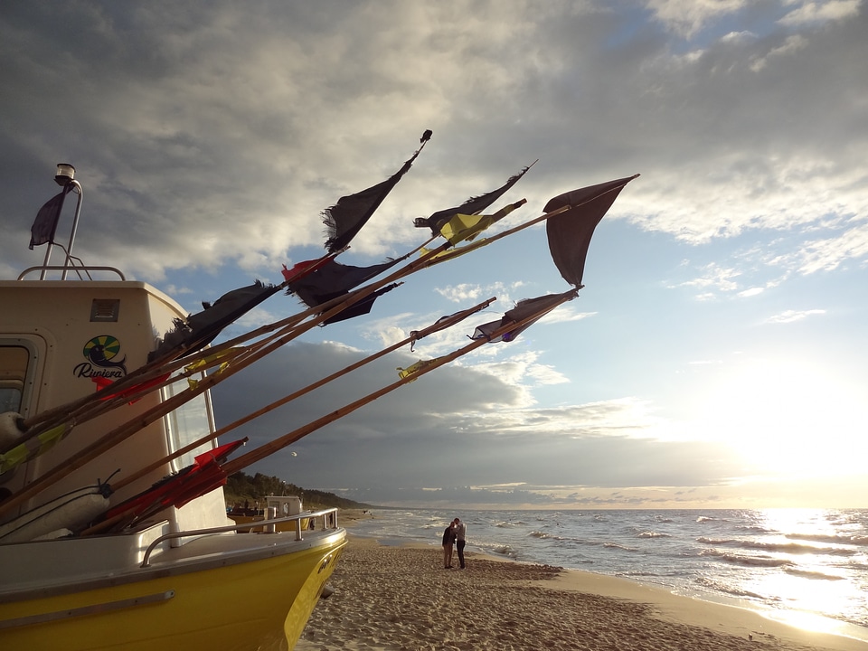 Fishing Boat on the Beach Sunset