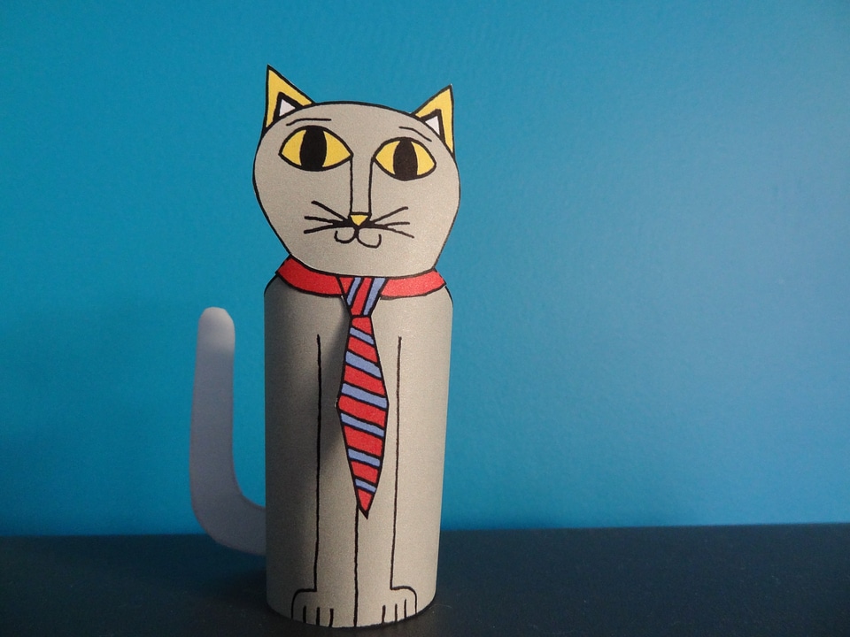 Cat Paper Toy with Tie