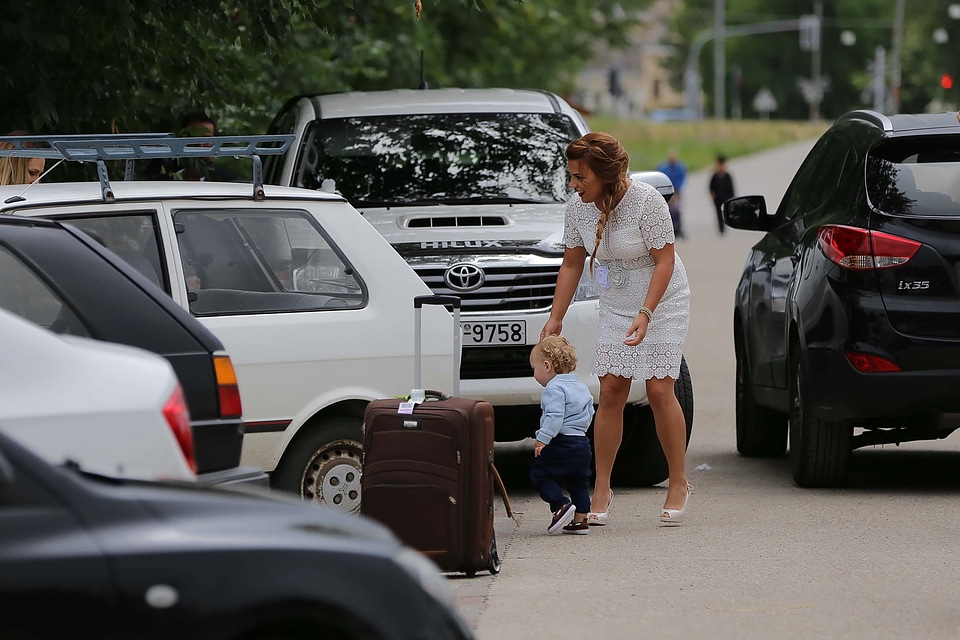 Toddler parking lot maternity