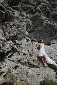 Mountainside young woman gorgeous photo