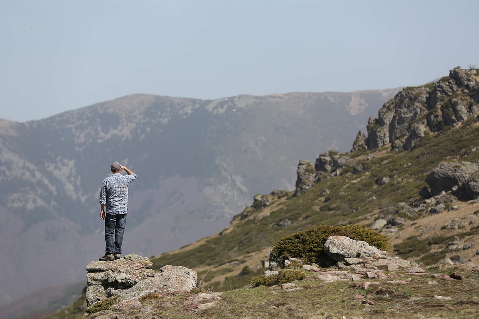 Adventure mountain climbing man photo