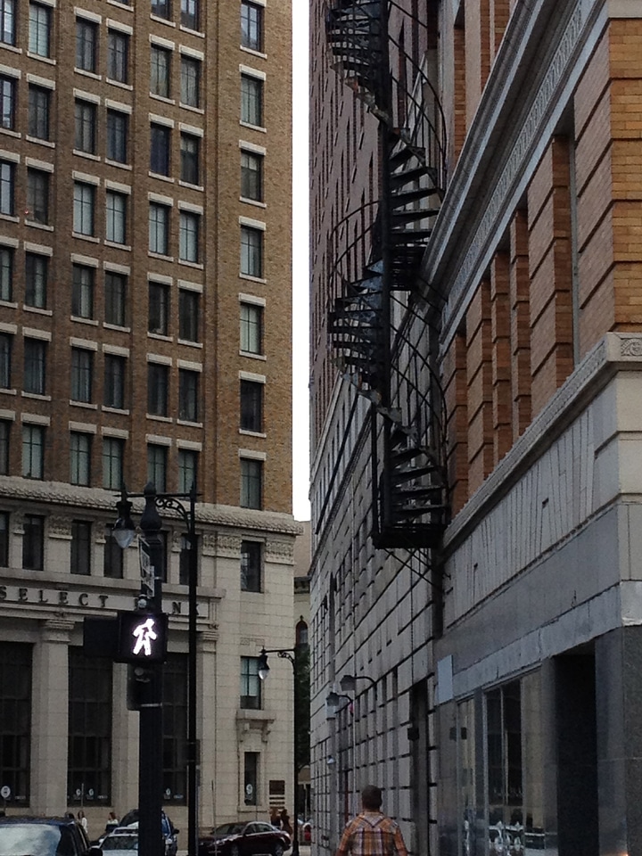 City modern fire escape