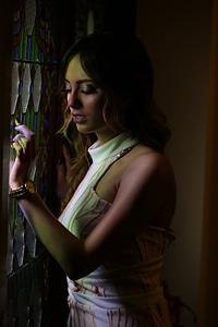 Woman beautiful window