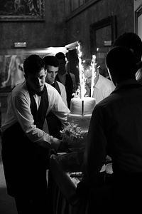 Bartender wedding cake restaurant photo