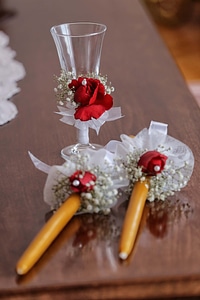 Glass candlestick candles photo