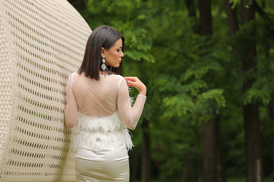 Posing photo model earrings