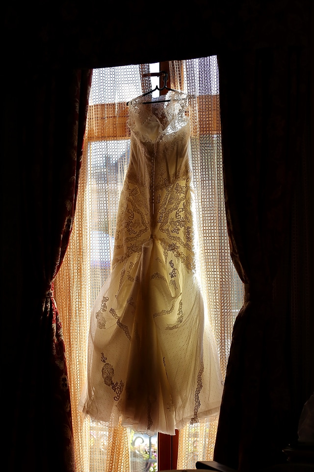 Wedding Dress hanging window