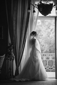 Wedding Dress balcony bride photo