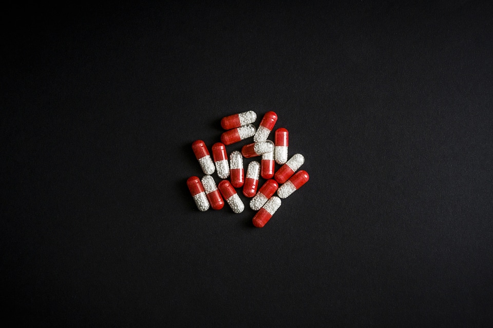 Medicine Pills Red and White Capsules