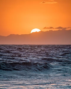Beautiful Orange Sunset Above the Sea photo