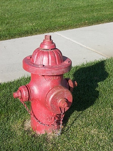 Red extinguisher sidewalk