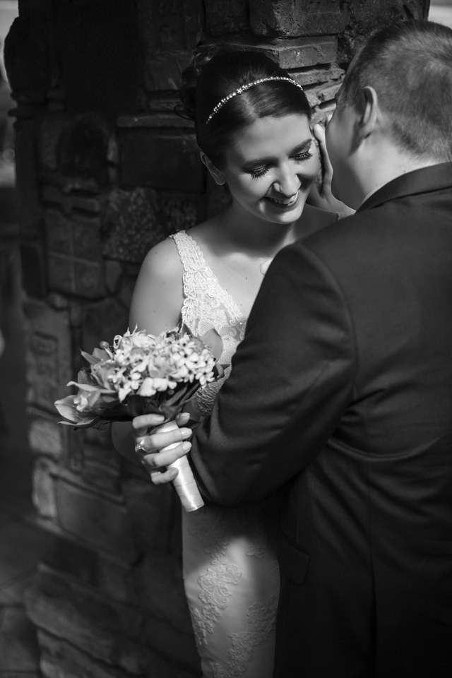 Smiling pretty girl hugging